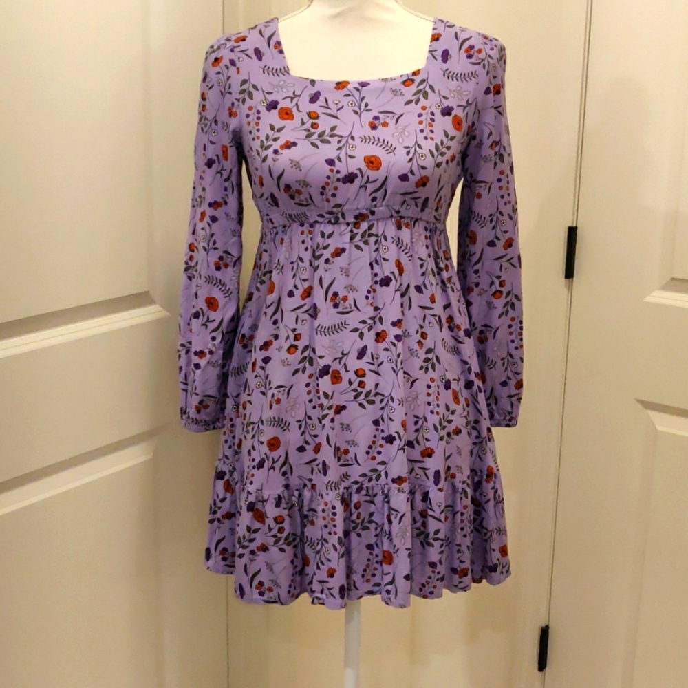Thereabouts Girls Size M (10-12) floral, flowy long sleeve square neckline Dress